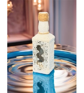 Beyaz incili handmade şişe şamdan