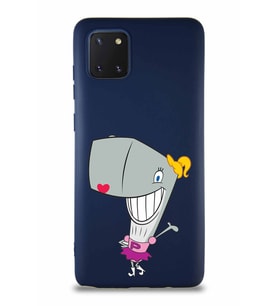 Samsung Galaxy Note 10 Lite Soft Premier Kapak Pearl Yengeç Tasarımlı Silikon Kılıf - Lacivert (Şeffaf)