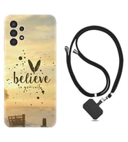 Samsung Galaxy M14 Kılıf Resimli Boyun Askılı İpli Desenli Silikon Belive in Yourself 1316