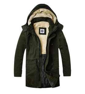 Slim Fit Çıkarılabilir Kapüşonlu Gabardin Uzun Parka Kaban