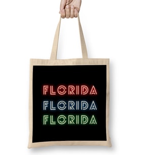 Florida Love- Vintage Retro Rainbow Bez Çanta Uzun Saplı