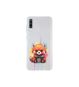 Samsung Galaxy A70 ile Uyumlu Splash Tilki Tasarımlı Şeffaf Silikon Kılıf