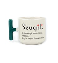 Sevgili Baskılı Yeşil Kulplu T Kupa