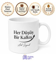 İsme Özel Her Düşüş Bir Kalkış Yazılı Kupa Bardak Motivasyon Hediye
