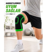 Nefes Alabilen Örme Sporcu Dizliği Esnek Yapılı Diz Destekleyici Siyah Yeşil