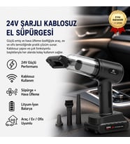 24V Şarjlı Kablosuz El Süpürgesi ve Hava Üfleme Cihazı,Çok Fonksiyonlu Başlıklı Güçlü Araç