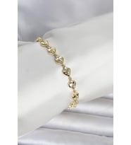 Pirinç Gold Renk Kalpli Kutup Yıldızı İşleme Kadın Bileklik 5886 - HPSBYI2644-4063
