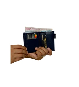 Premium Serisi Özel Üretim Lüks Deri Dikey Patlı Erkek Cüzdanı (Lacivert)