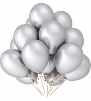 Pazariz  Parti Metalik Gümüş Balon 20'li