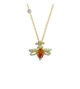 Demas Gold Pırlantalı 14 Ayar Arı Sari Topaz Rengi Kolye