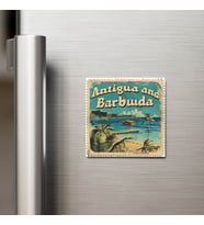 Antigua ve Barbuda - Posta Pulu Temalı Ülke - Baskılı Buzdolap Magneti Kare - 9x9 cm