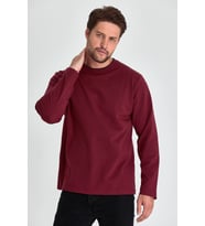 Erkek Bordo Çift Bisiklet Yaka Standart Rahat Kesim Sweatshirt MTLCE68-BORDO