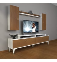 Decoraktiv Ekoflex 7 Mdf Gold Tv Ünitesi Tv Sehpası - Beyaz Ceviz (Beyaz - Ceviz)