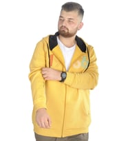 Mode XL Erkek Sweat Kapşonlu Fermuarlı Vintage 22537 Hardal