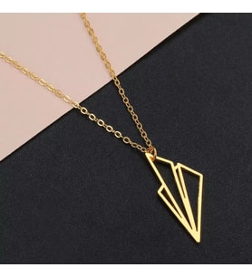Kişiye Özel 925 Ayar Gümüş Kağıttan Uçak Kolye (Gold)