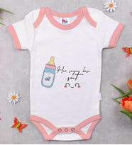 BK Kids Her Şeyin Başı Süt Tasarımlı Pembe Bebek Body Zıbın-1