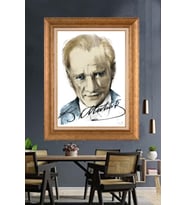 Altın Varaklı Çerçeveli Paspartulu Atatürk Tablo DC1243 (Gold)