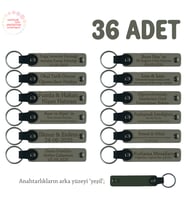 Kül Gri & Yeşil, Baby Shower İçin Kişiselleştirilmiş Anı Anahtarlık 36’lı Set, Misafir Hediyesi