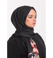 Çiçekli Desen Pavia Seri Şal Eşarp Askısı ile Birlikte 90X200 cm Vizon Siyah-90X