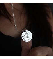 Gümüş İsimli Doğum Ayı Çiçeği Kolye (Gümüş)