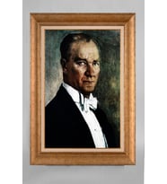 Altın Varaklı Paspartulu Çerçeveli Atatürk Tablo sd302