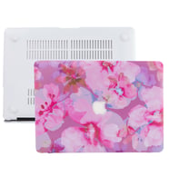 MacBook Pro Retina Kılıf HardCase A1425 A1502 2012/2015 ile Uyumlu Flower03 (Siyah-Mor)