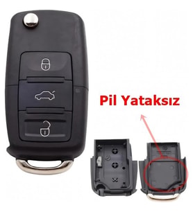 Volkswagen Saet Skoda Tipli Akıllı Kumanda Kabı Anahtar Kabı Oto Anahtarlık Pil Yataksız