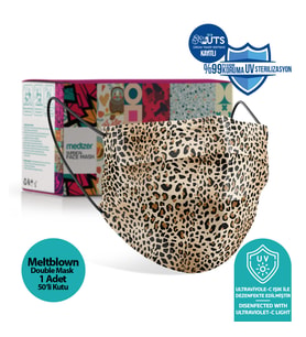 Medizer Leopar Desenli Cerrahi Maske Meltblown Kumaş - 50 Adet