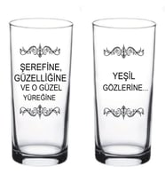 2 li Baskılı Rakı ve Meşrubat Bardağı