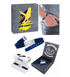 FENERBAHÇE Fashion Bold Lacivert Bileklik UV Kutu Hediyeli (Sarı-Lacivert)