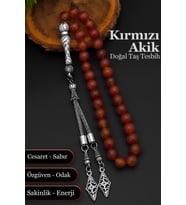 Akik Tesbih Doğal Taş Erkek Akik Tesbih 8 mm BT026 (Kırmızı)