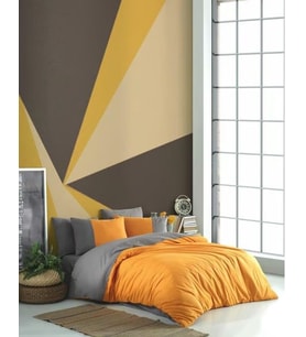 Mulvxurg  Urg02  Kingsize Poplin Nevresim  Turuncu Antrasit (Mulvix)