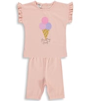 Civil Baby Dondurma Nakışlı 6-18 Ay Takım - Pudra