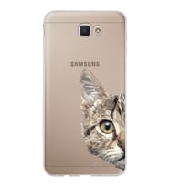 Samsung Galaxy J7 Prime 2 Kapak Catface Tasarımlı Şeffaf Silikon Kılıf