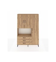 Arges Gardrop 7 Raflı 3 Çekmeceli 3 Kapaklı 132x30x195 Çam-Çam