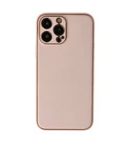 Apple İphone 13 Pro Max Kılıf Coco Deri Silikon Kapak - Pudra