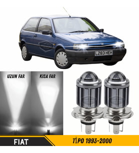 Fiat Tipo 1993-2000 Uyumlu Mercekli Far Ampulü Led Xenon Beyaz Şimşek Etkili CSP Led Lamba Uzun Kısa