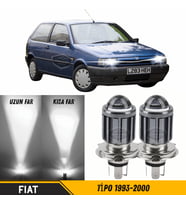 Fiat Tipo 1993-2000 Uyumlu Mercekli Far Ampulü Led Xenon Beyaz Şimşek Etkili CSP Led Lamba Uzun Kısa