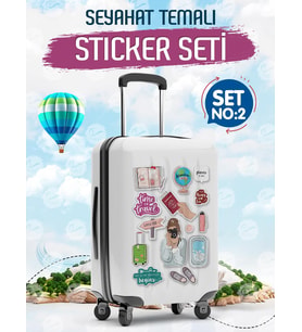Seyahat Temalı Bavul Sticker Etiket Çıkartma S2 (Laptop Tablet Suluk Telefon Valiz Defter Kitap)-T970