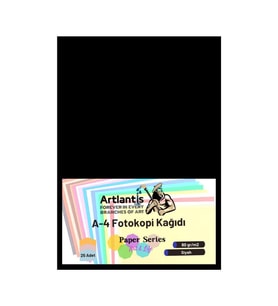 Siyah Renkli A-4 Fotokopi Kağıdı 25 li 1 Paket Artlantis Fotokopi Renkli A4 Kağıdı