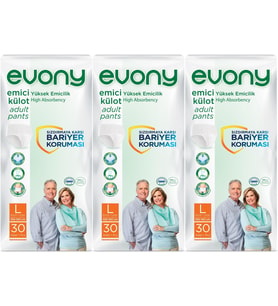 Evony Hasta Bezi Yetişkin Emici Külot L-Büyük 90 Adet (3PK*30)