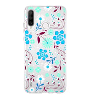 Huawei P30 Lite Uyumlu Kapak Flowers Tasarımlı Şeffaf Silikon Kılıf