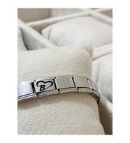 Kalpli B Harfi İtalyan Charm Çelik Bileklik