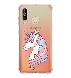 Samsung Galaxy A60 Uyumlu Köşe Korumalı Antişok Kapak Unicorn Tasarımlı Şeffaf Silikon Kılıf