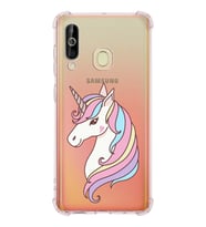 Samsung Galaxy A60 Uyumlu Köşe Korumalı Antişok Kapak Unicorn Tasarımlı Şeffaf Silikon Kılıf