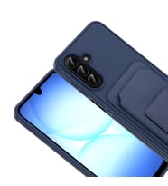 Samsung Galaxy A17 Kılıf TPU Malzemeli ve Deri Dokulu Şık NexaCard Premium Kapak (Lacivert)