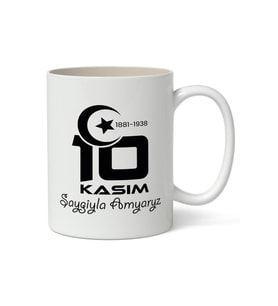 10 Kasım Mustafa Kemal Atatürk Tasarımlı Kupa Bardak Baskılı Kahve Kupa Bardak Model 5