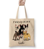 Frenchies Pug Köpek Bez Çanta Uzun Saplı