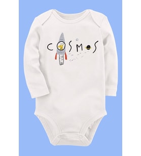 Organik Baskılı Pamuklu Unisex Bebek Body UZUNE170