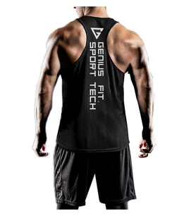 Erkek Dry Fit Y-back Gym Fitness Sporcu Atleti Genıus-fıt (Siyah)